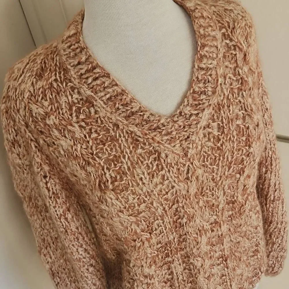 Vintage Handmade Wool Mohair Blend Sweater Pumpkin Spice Color,  M - Picture 3 of 8